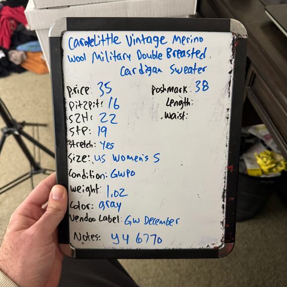 Vintage Carole Little Merino Wool Military Double Breasted Cardigan US Womens S - Picture 5 of 5